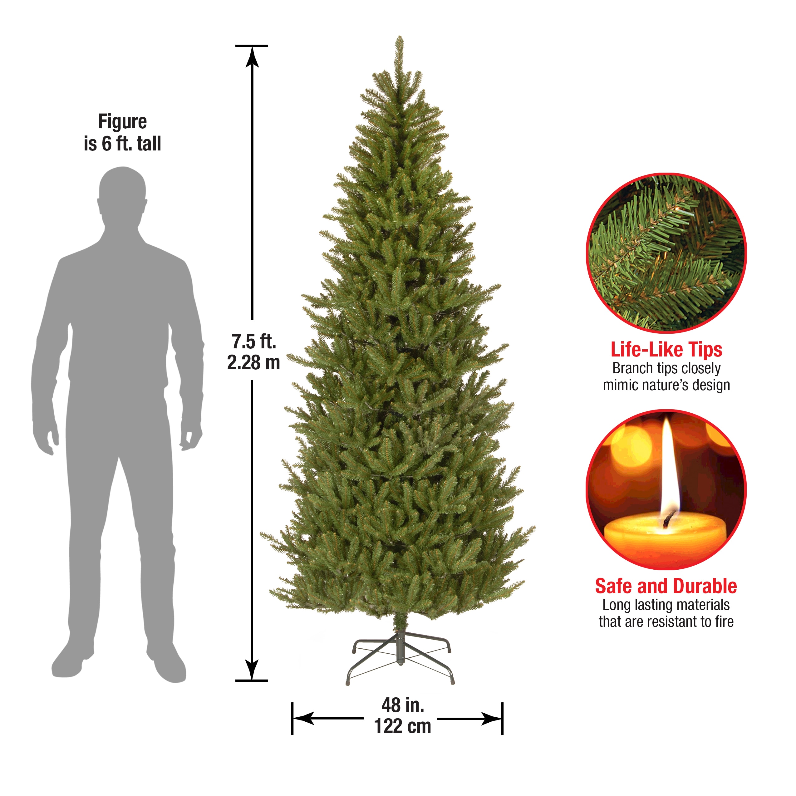 National Tree Company 7.5-ft Fraser Fir Slim Artificial Christmas Tree ...