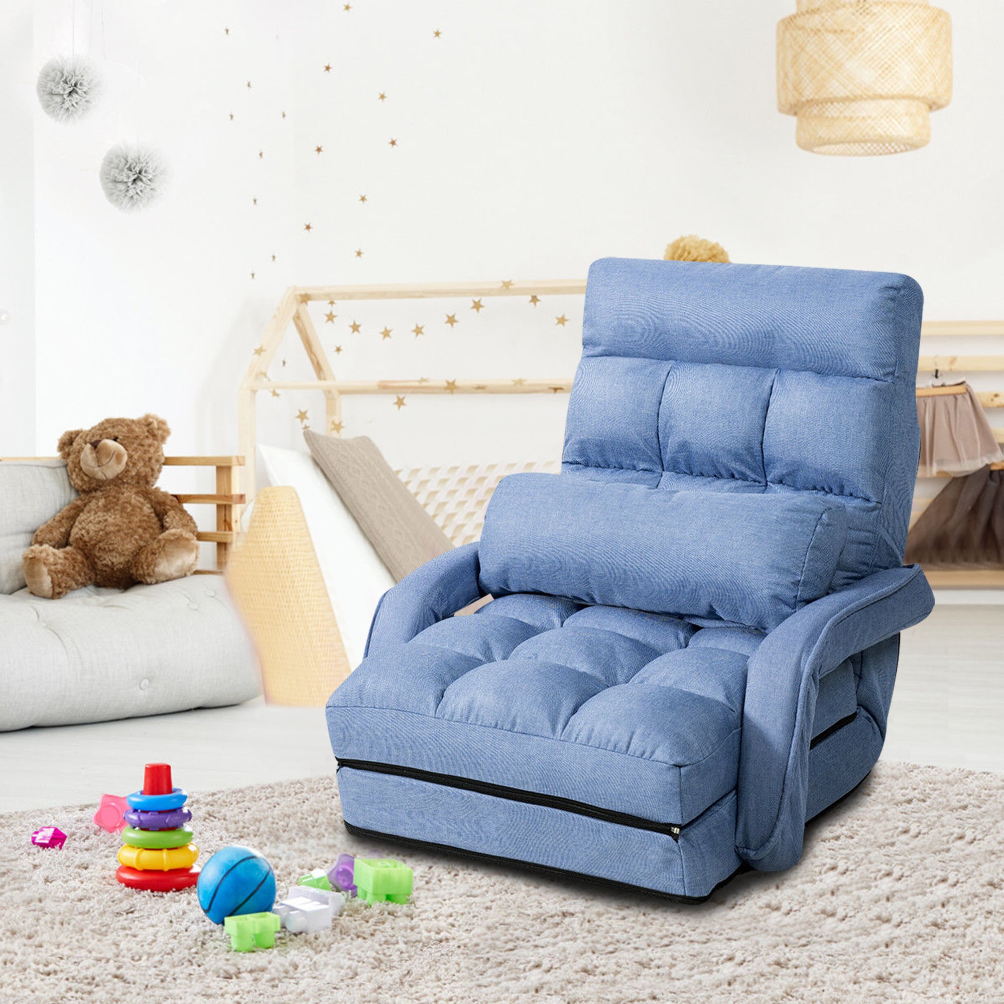 Sofá reclinable de tela de arpillera azul oscuro, sofá de 1 pieza, sof —  Brother's Outlet