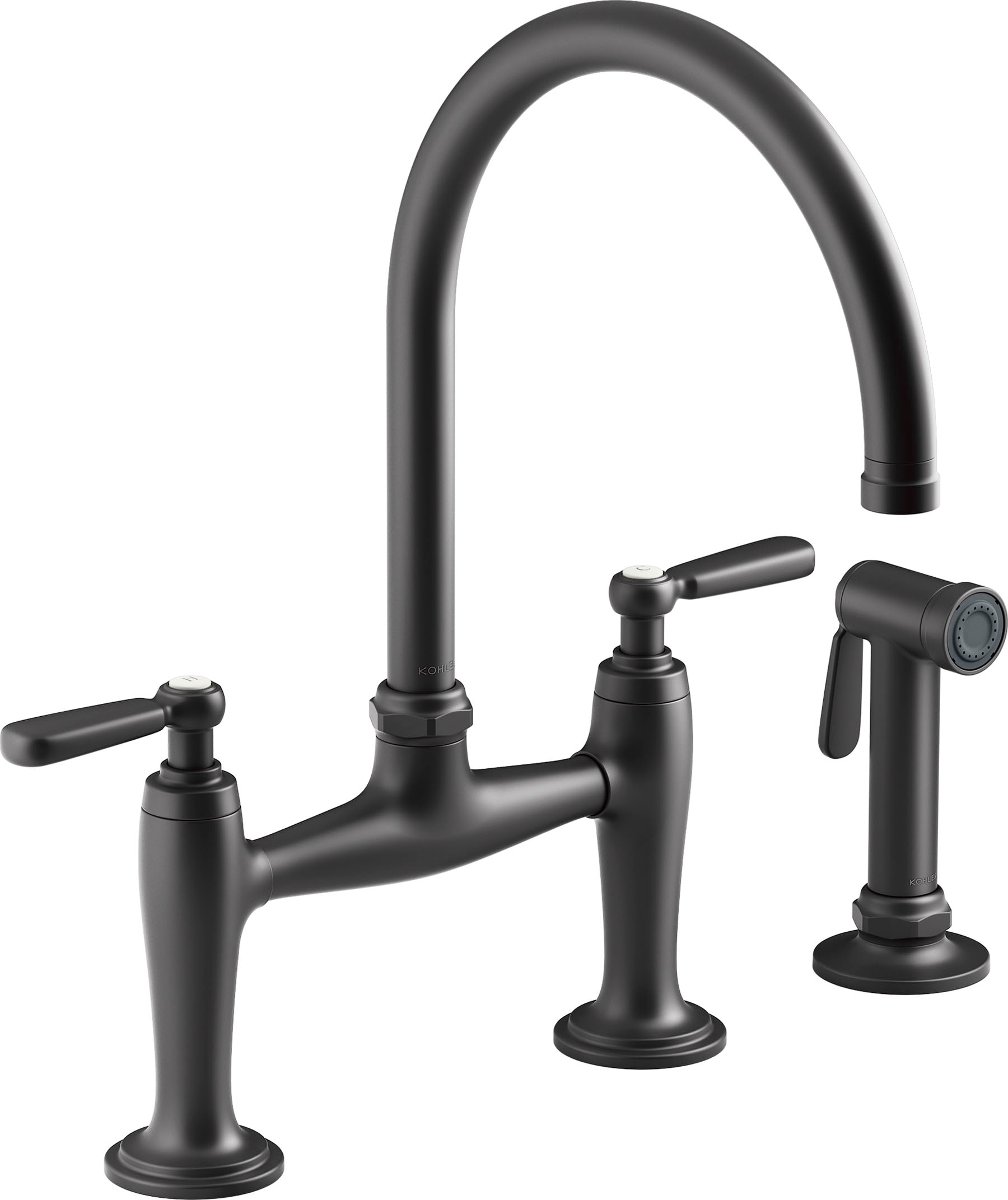 KOHLER Edalyn by Studio McGee Matte Black Double Handle Bridge Kitchen ...