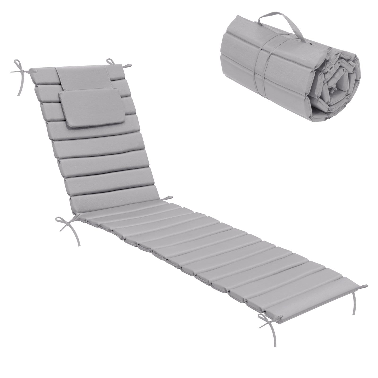 Crestlive Products CL-CU003LGY80-1 Outdoor water resistant Foldable Chaise Lounge Chair Cushion 50.39-in x 25.98-in Light Gray-1pc Patio chaise lounge chair cushion