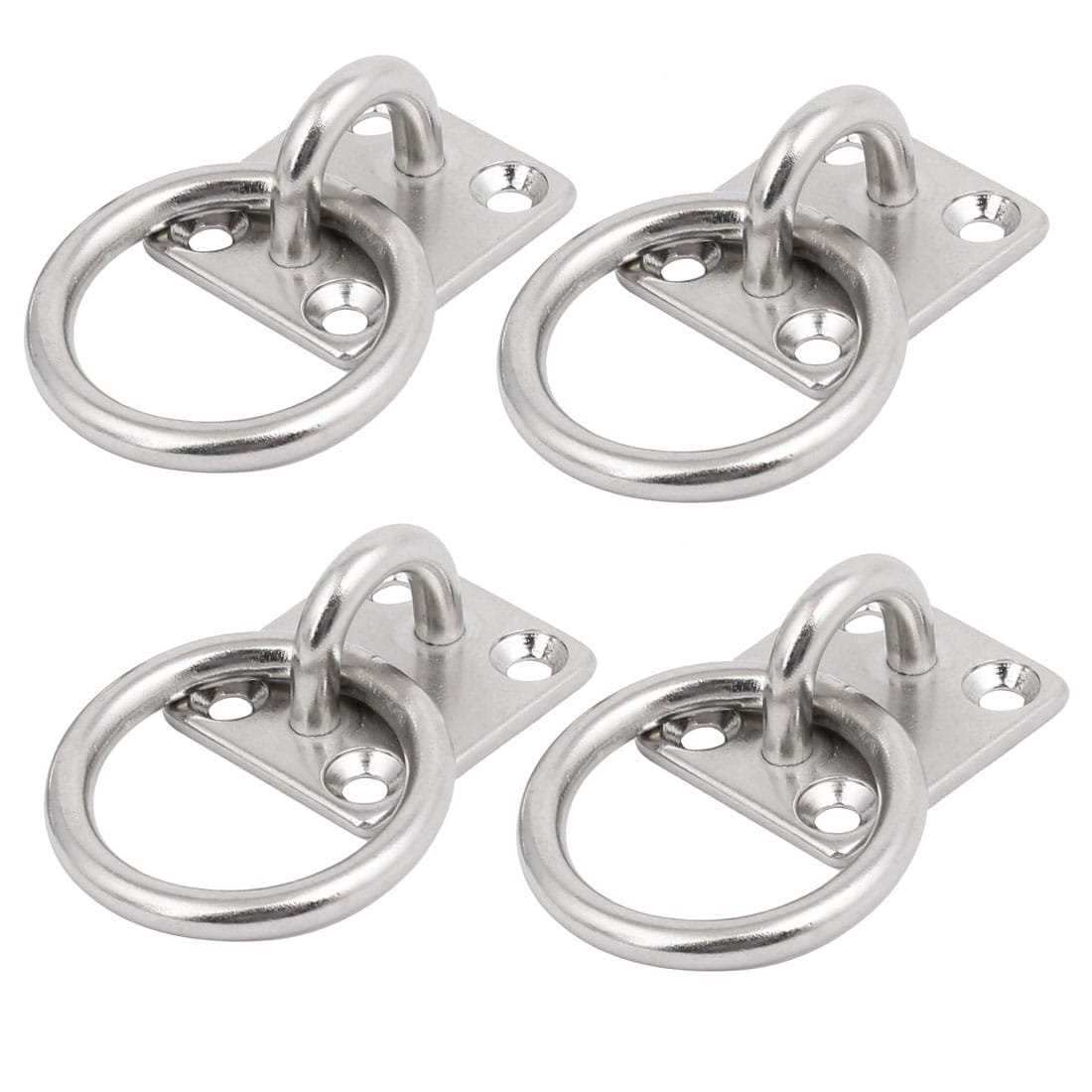 Unique Bargains - 4pcs 304 Stainless Steel 5mm Thick Rectangle Sail Shade Pad Eye Plate w Ring