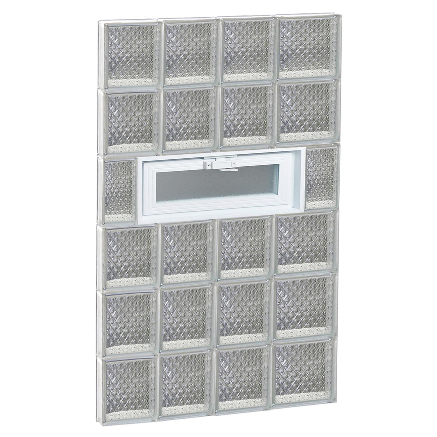 REDI2SET V2648DP Diamond Glass 25-in x 46-1/2-in Frameless Replacement Vented Glass Block Window