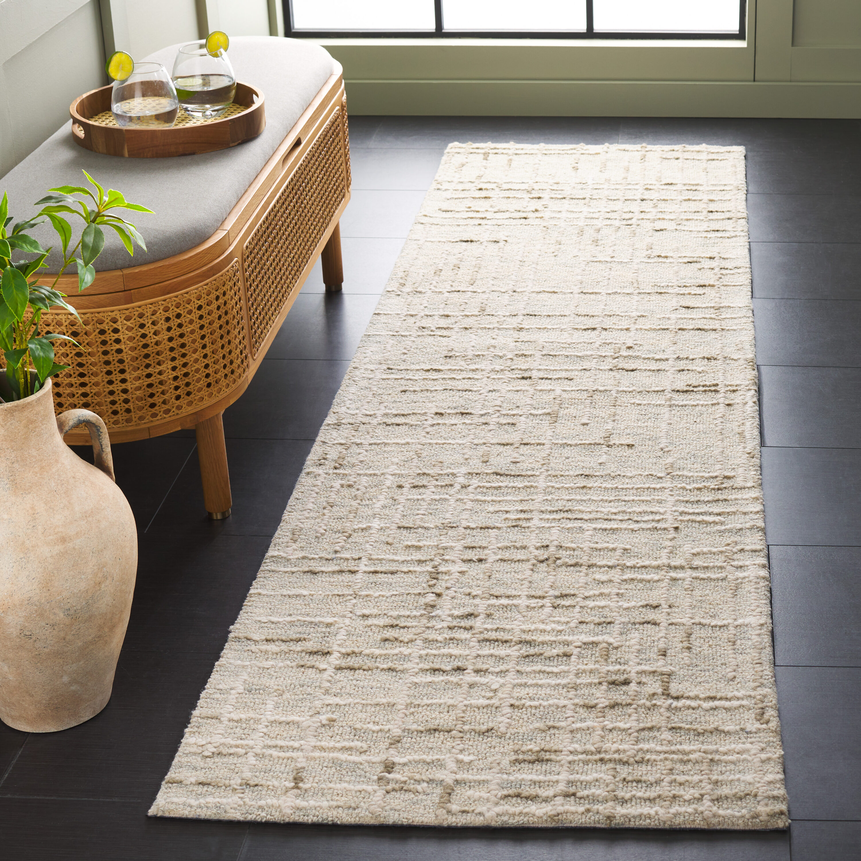  Abstract 280 Gray/Sage Contemporary 2ft-3in x 8ft Runner Rug