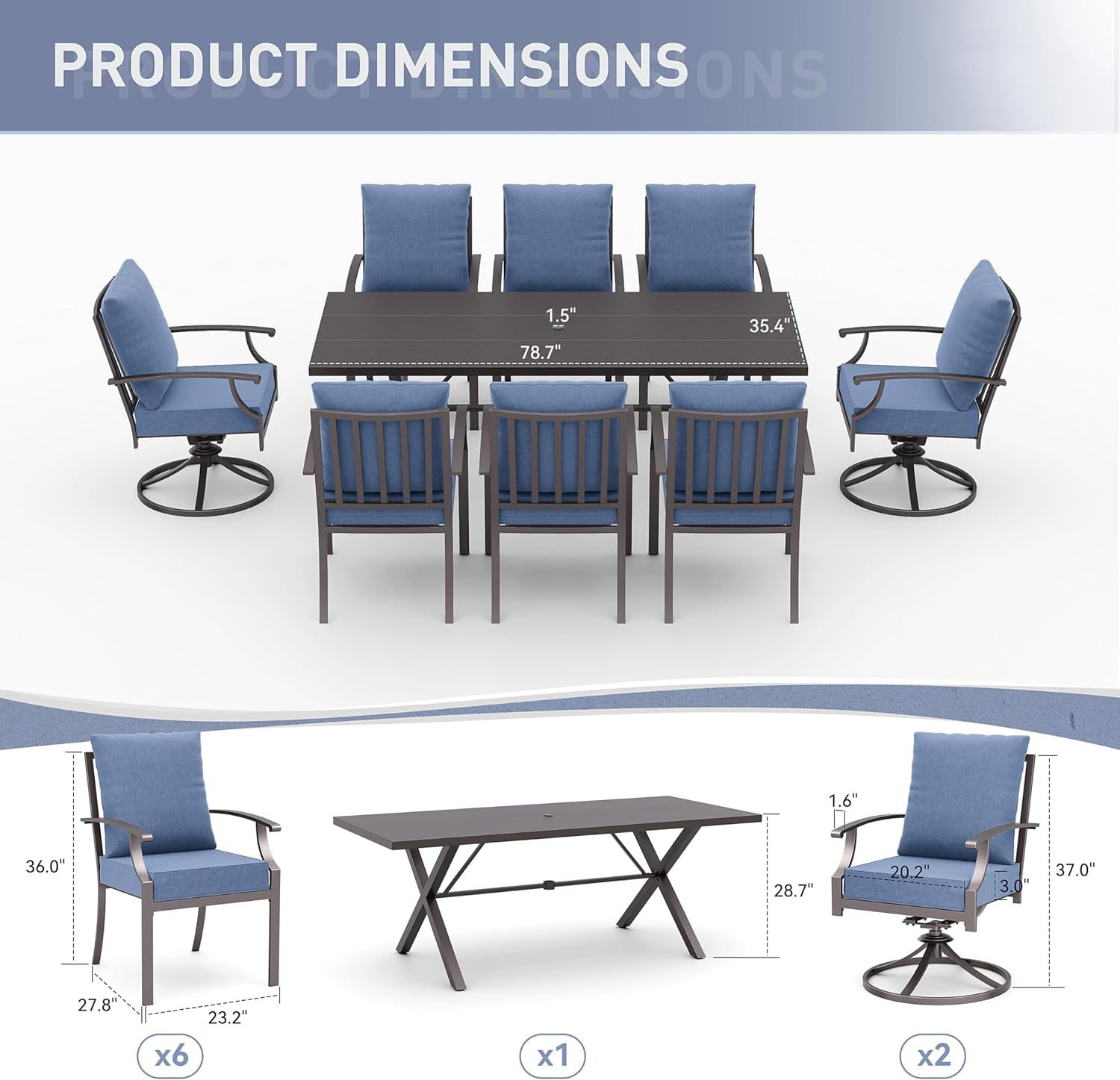 ALAULM LS-6&2DM-NAVY Patio-Dining-Sets - View #8