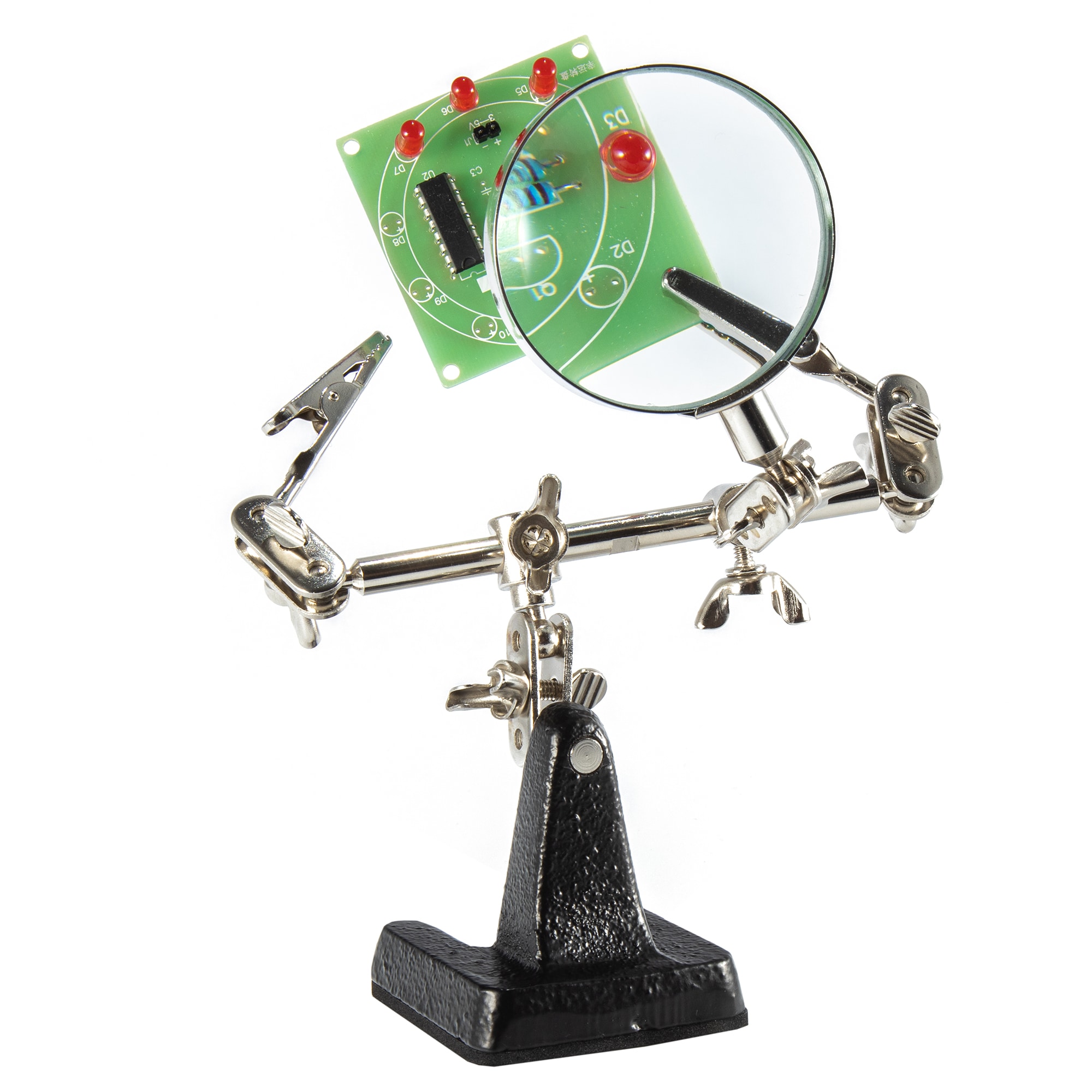 Hobby Magnifying Glass with Light Helping Hands Station with Led Light - 4X  Free Magnifier Stand with Clamp and Alligator Clips - for Soldering