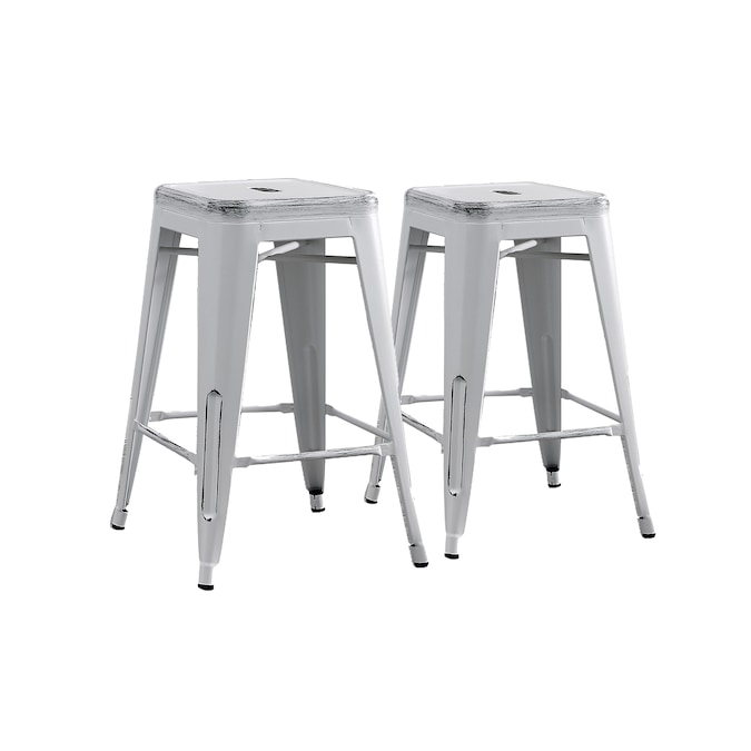 Bar Stool In The Stools, Distressed White Metal Bar Stools
