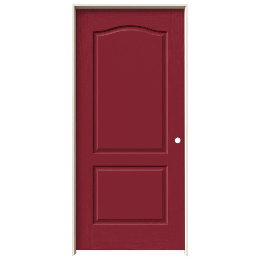 JELD-WEN 36-in x 80-in Cranberry Solid Core 2-panel Arch Top Left Hand Textured Prefinished Molded Composite Flat Jamb Single Prehung Interior Door -  LOWOLJW136800406