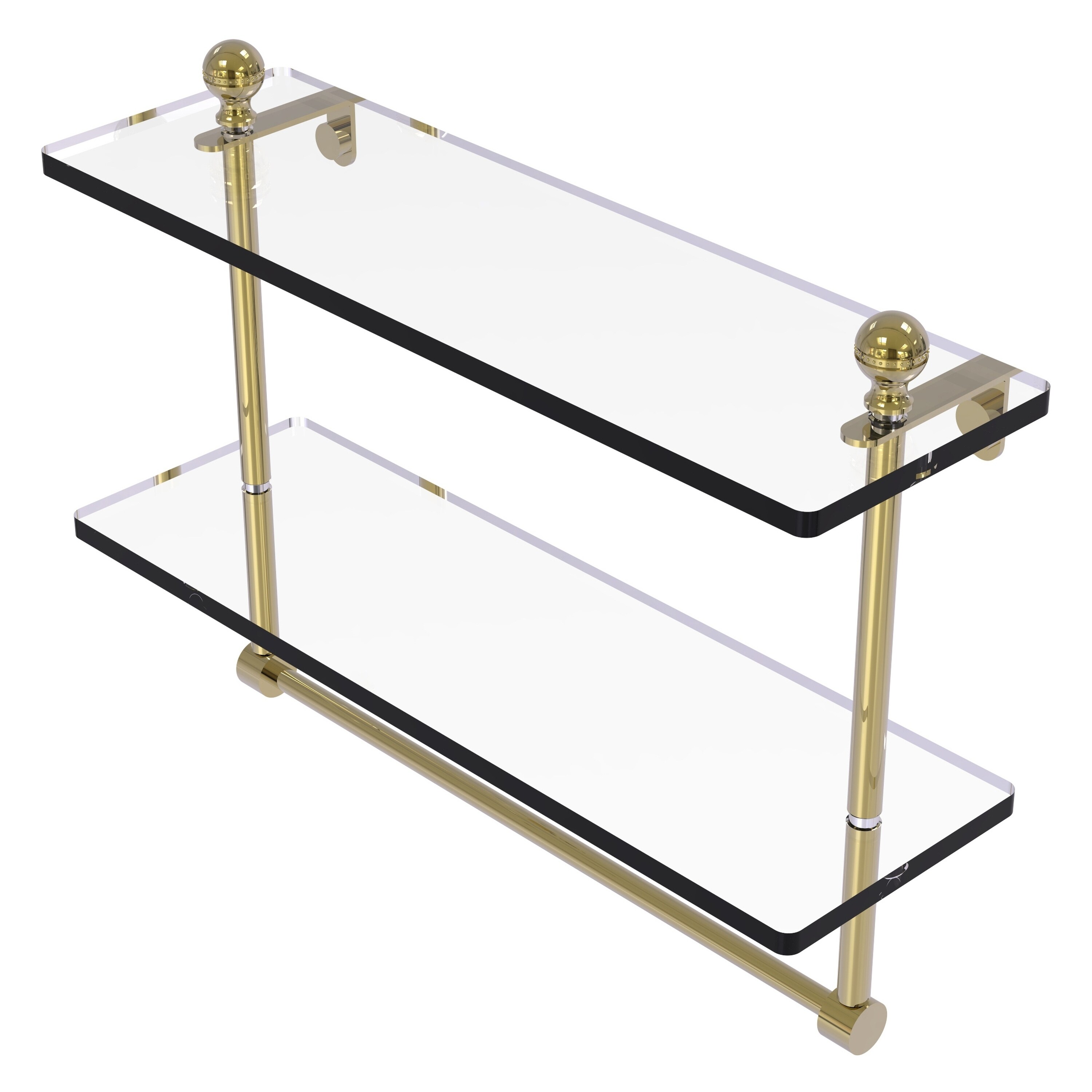 Allied Brass MA-2/16TB-UNL Mambo Unlacquered Brass 2 -Tier Wall mount Bathroom Shelf ( 16-in x 12-in x 5-in )