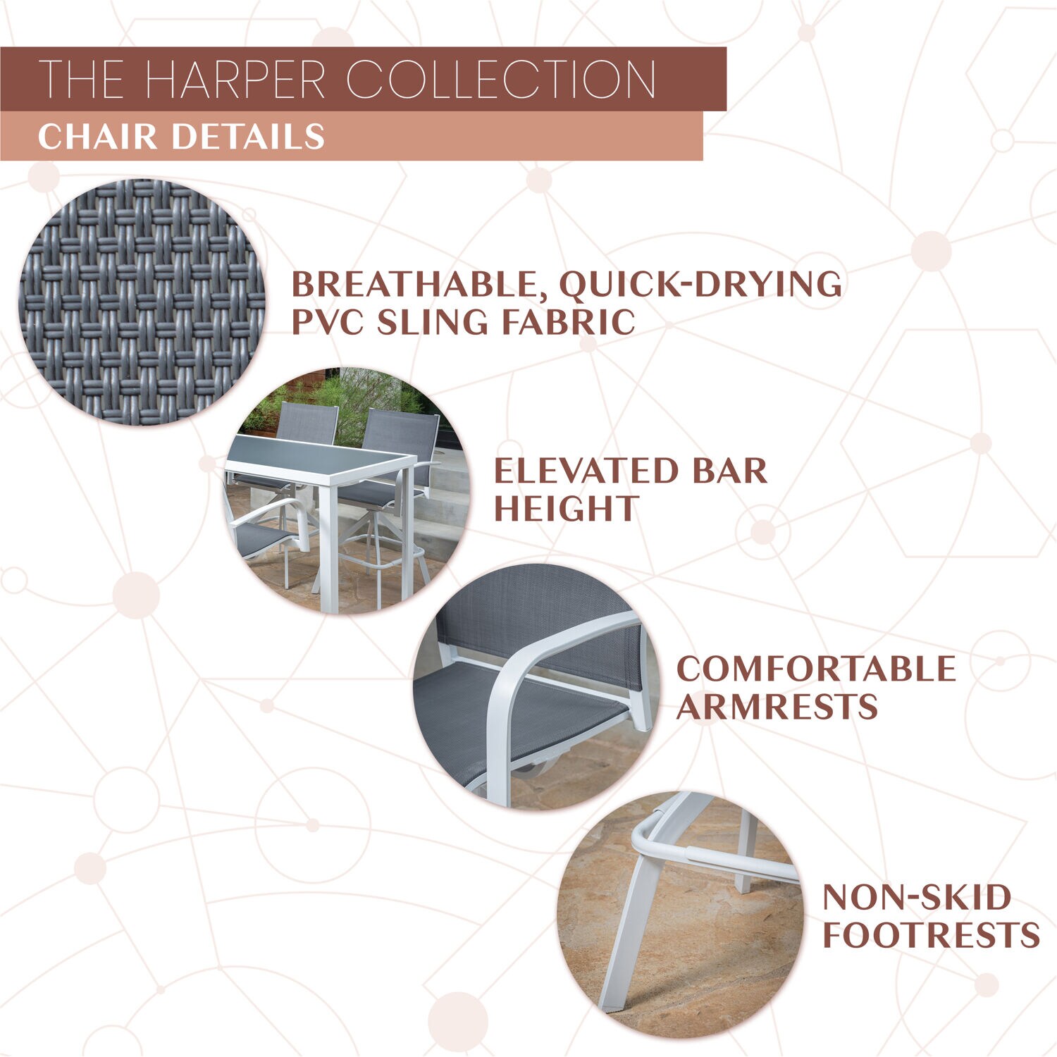 Harper White Aluminum 6-Person Outdoor Dining Set with Sling Chairs