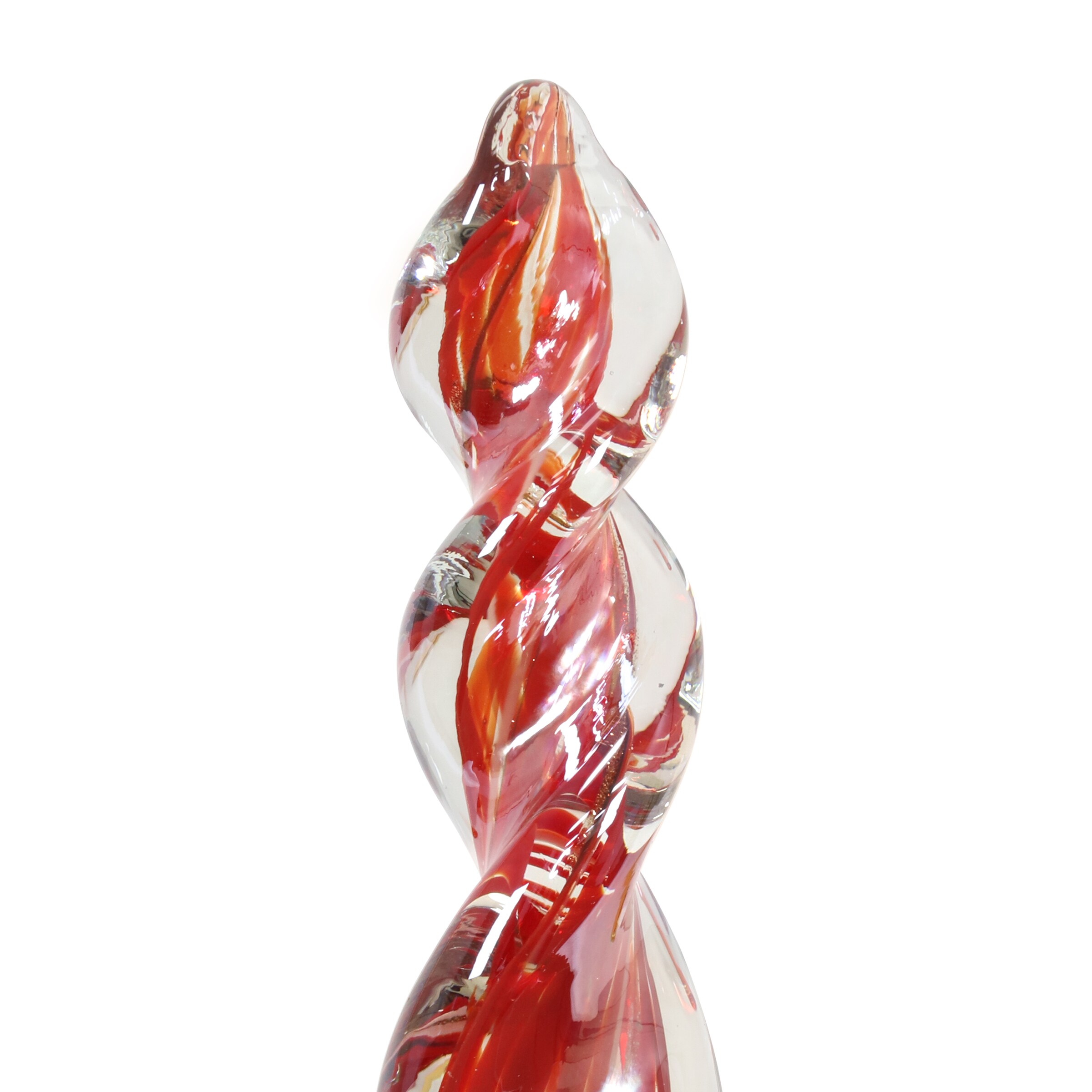Exhart Solar Glass Spiral Flame Stake ,Red