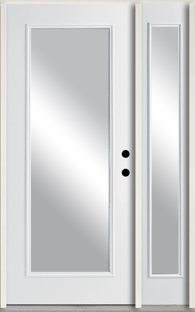 RELIABILT LO889929 48-in x 80-in x Fiberglass Full lite Left-hand inswing Modern White Painted Prehung Front Door with Left Sidelight Insulating core
