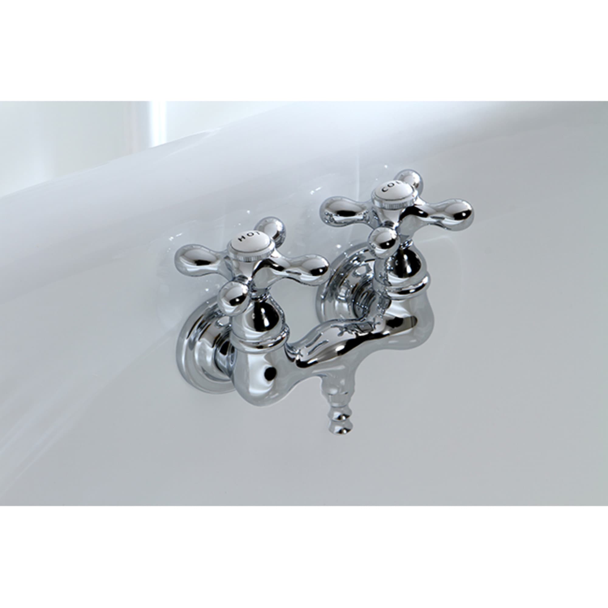 Vintage Chrome Double Handle Wall Mounted Clawfoot Tub Faucet