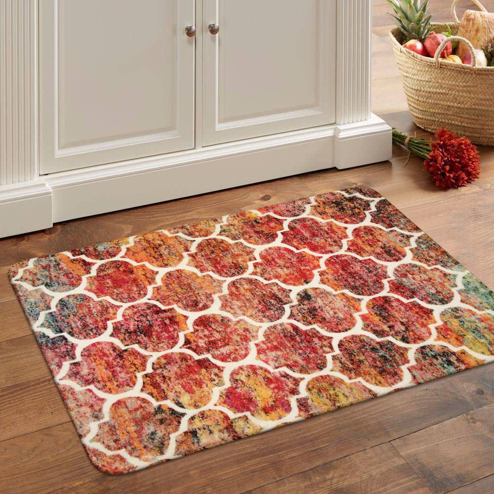 Lahome AR-FYR-005-R2 2 x 3 (ft) Multicolor Moroccan Short Pile Velvet Rectangular Indoor Area Rug