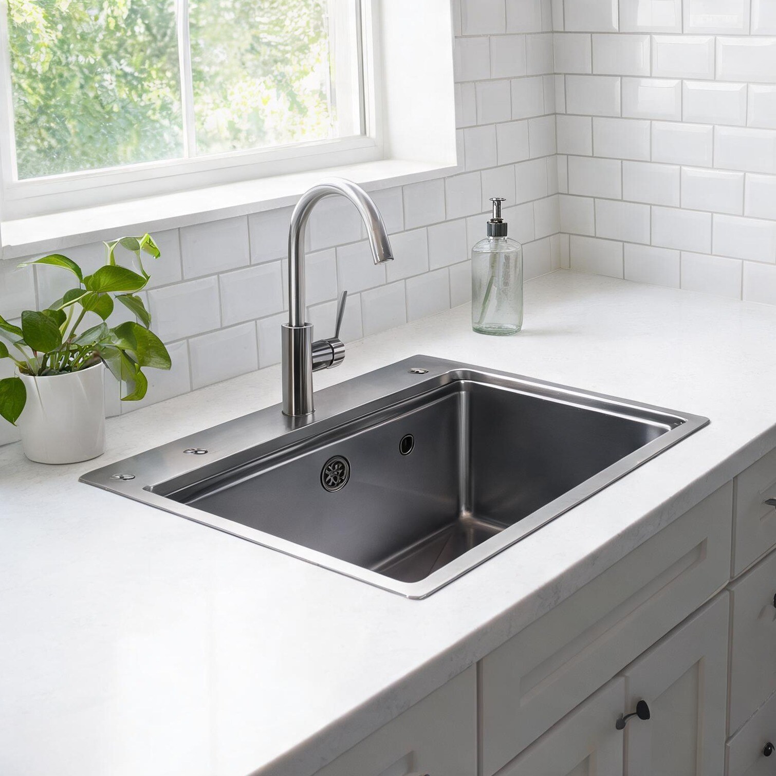 Naturefalls Undermount Kitchen Sink 32 x 19 Inches Workstation Single Bowl Stainless Steel Sleek Black #VDVPROAFLB8W