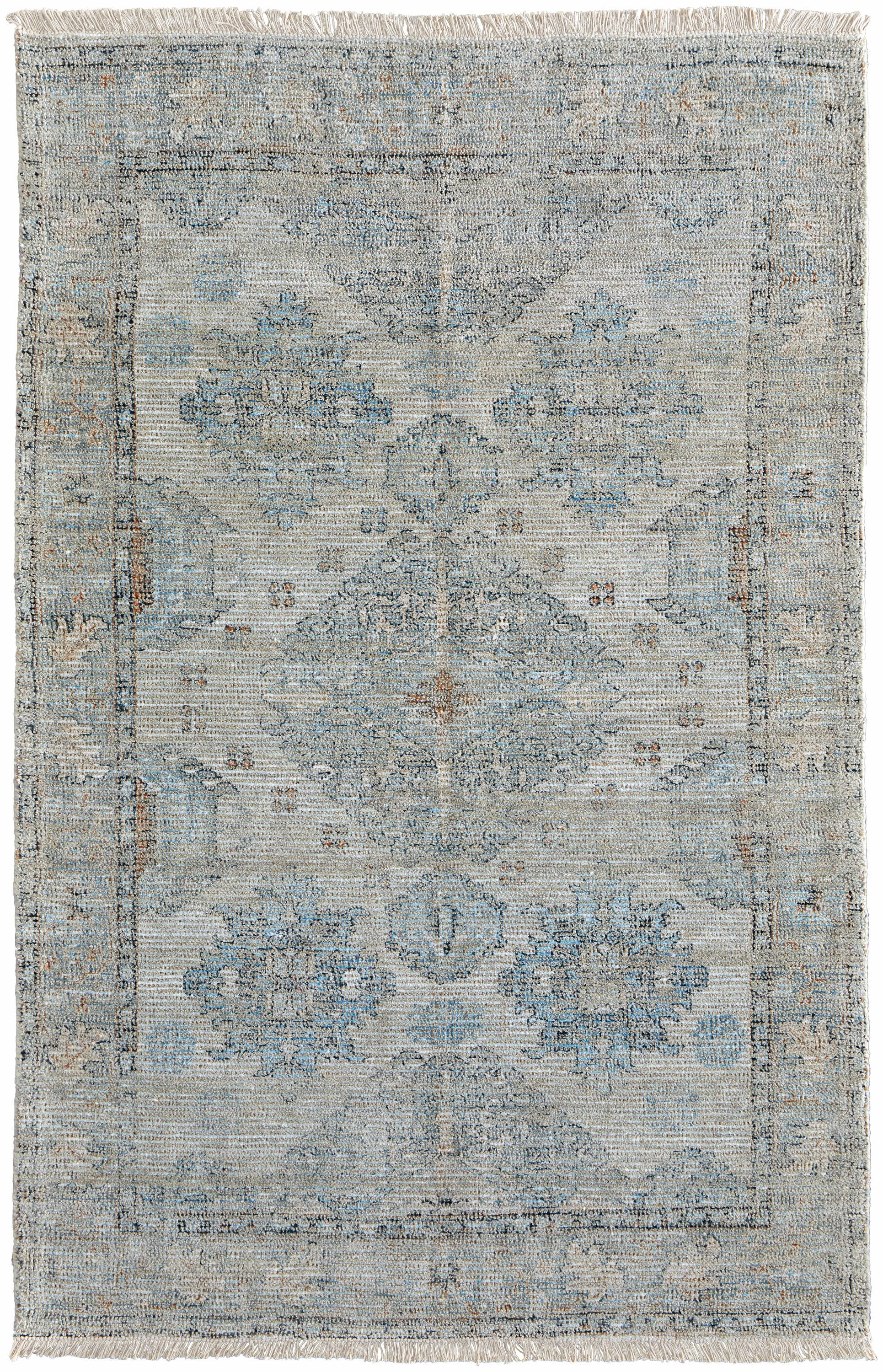 Handmade Gray Wool-Viscose Blend Rectangular Tufted Rug 27"x4"