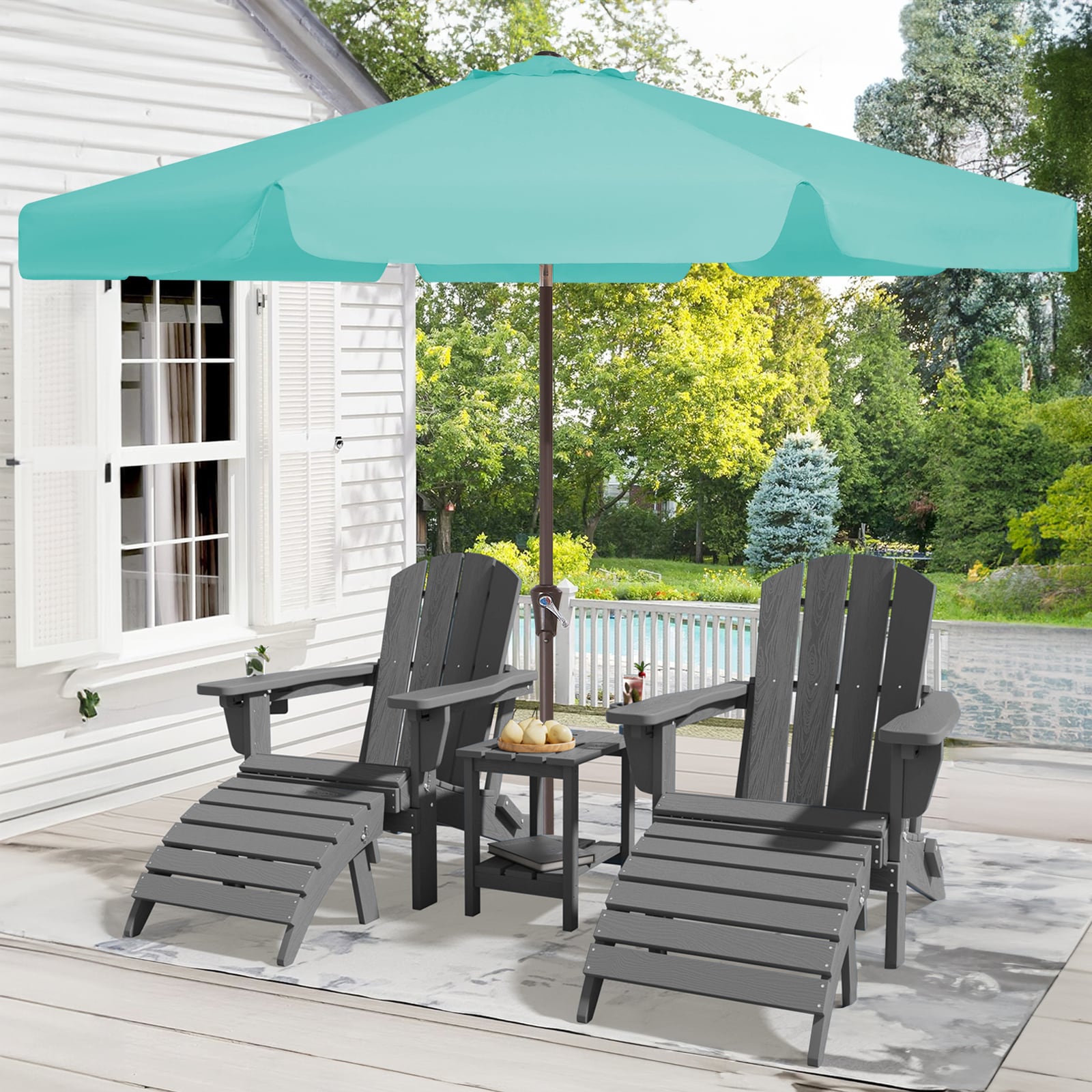 green patio deck umbrellas with valance AreShark 6.5 x 10 FT Rectangular Umbrella, Outdoor Umbrella Tilt and Crank, Market Table W/ 6 Ribs UV Protection for Garden, Deck, Backyard Pool, Apple foot wide canopy and tilts at a 60 MASTERCANOPY 9ft Patio Umbrella with