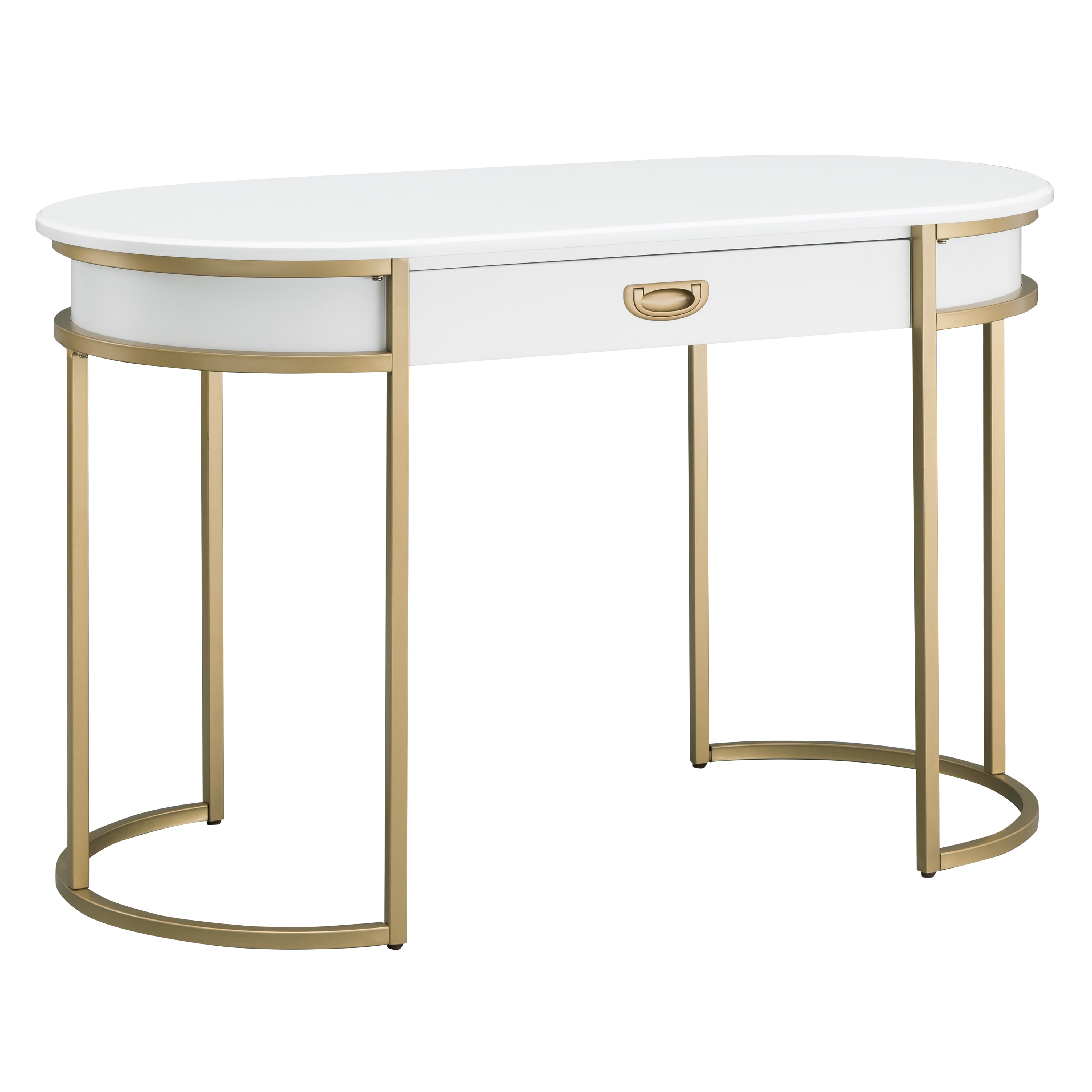 Claudette 48 Wide White Gold Corner Computer Writing Desk