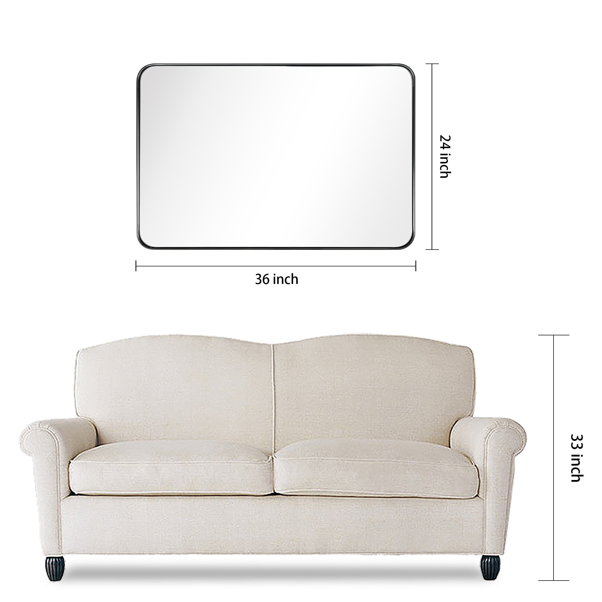 Sleek Silver Stainless Steel 24" x 36" Rectangular Wall Mirror