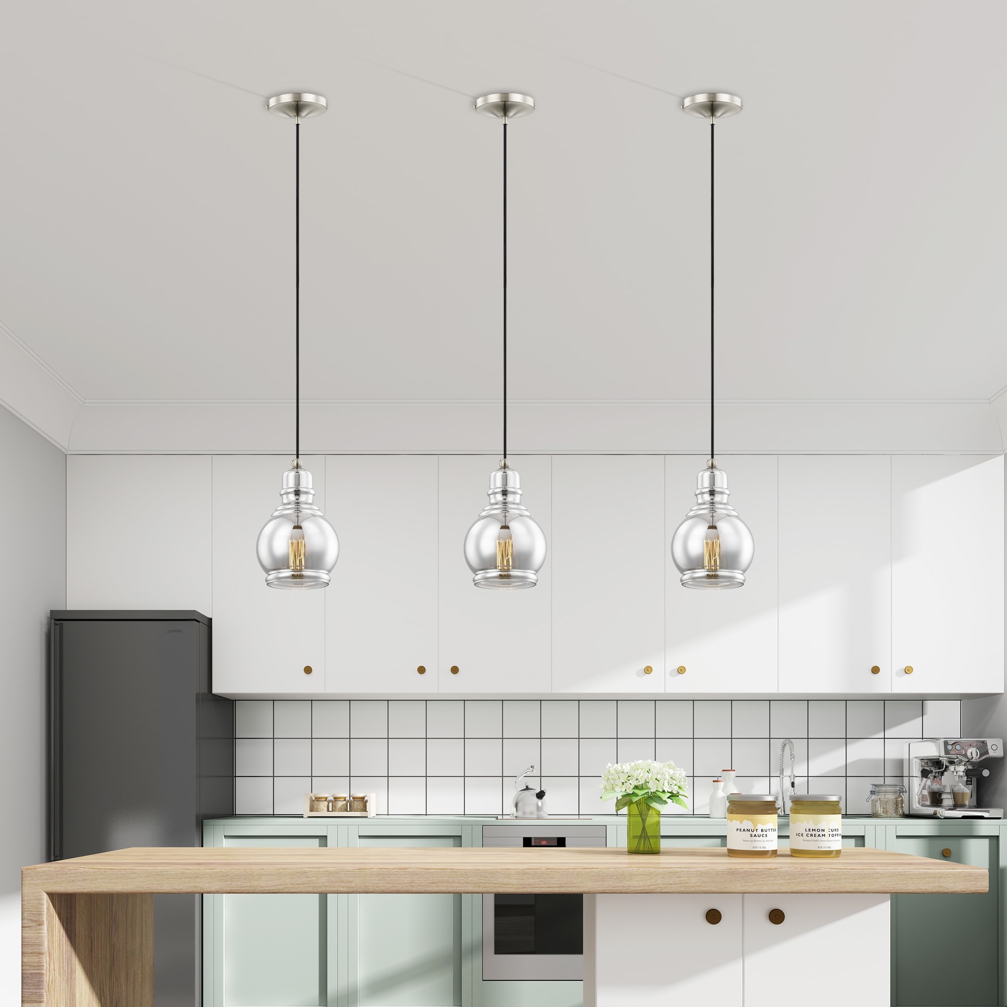 Elegant Brushed Nickel Mini-Pendant with Smoke Glass Shade