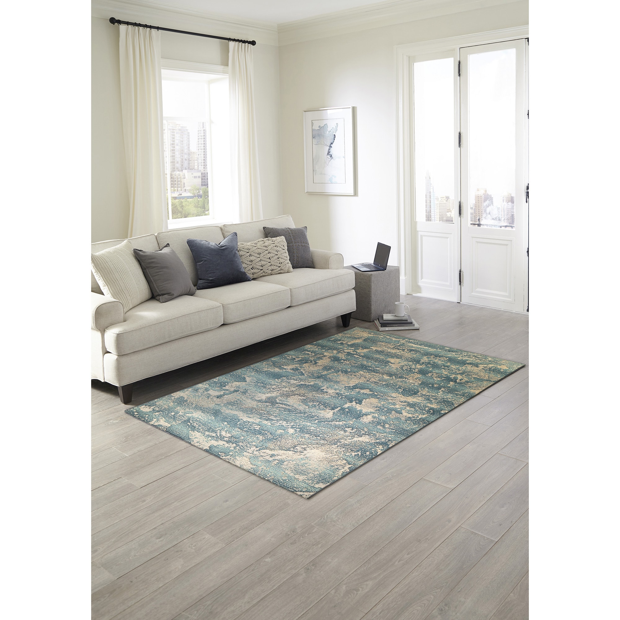 Liora Manne MNA58810003 Marina 5 x 8 (ft) Loomed Polypropylene Sea Rectangular Indoor/Outdoor Abstract Area rug