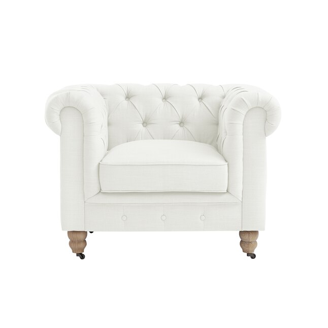 Shabby Chic Macey Rustic Cream White, White Tufted Chair On Caster Legs