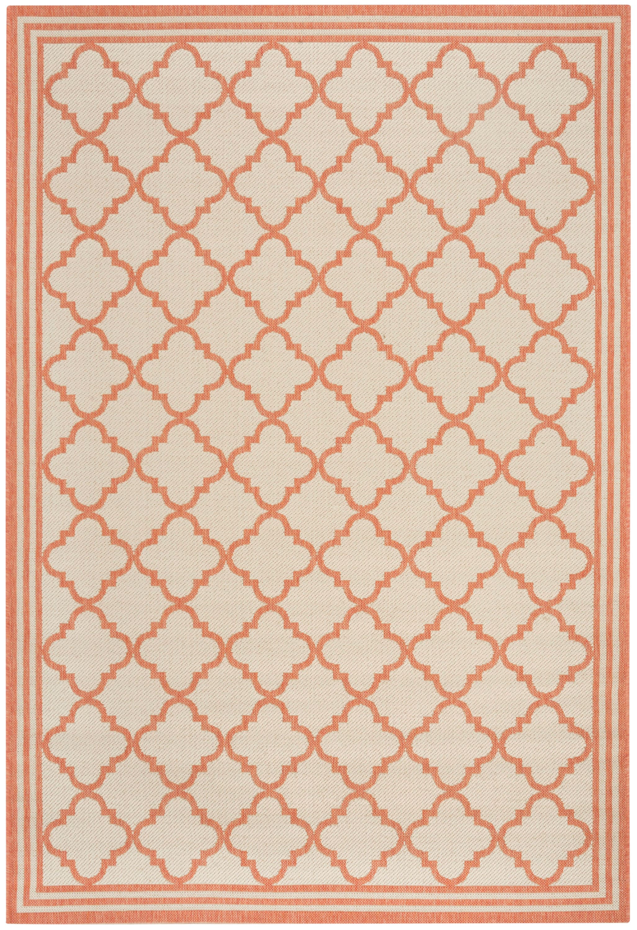 Safavieh LND121R-5 Linden Lattice 5 x 8 (ft) Loomed Polypropylene Cream/Rust Rectangular Indoor Trellis Bohemian/Eclectic Area rug