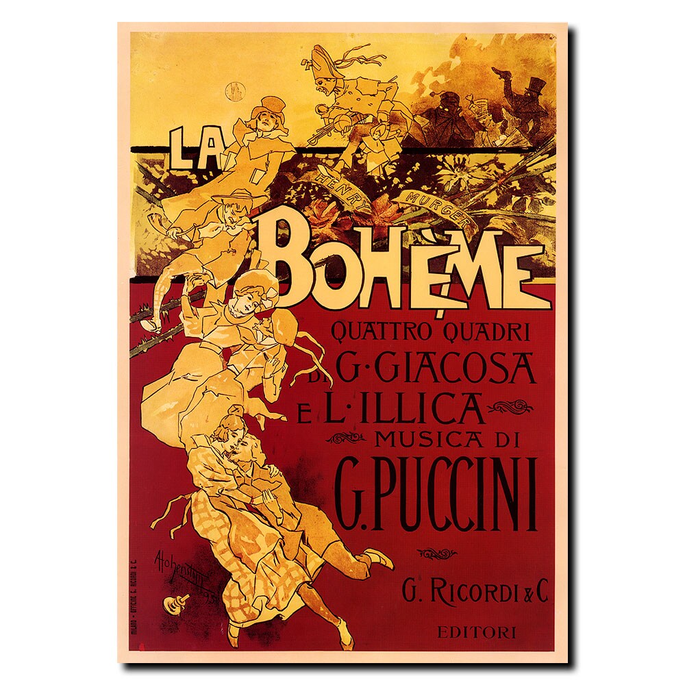 Trademark Fine Art V1010-C3547GG Adolf Hohenstein "Bohemme-Puccini" 35x47 Canvas Art Adolf Hohenstein Framed 47-Inches H x 35-Inches W Vintage/Retro Canvas Print
