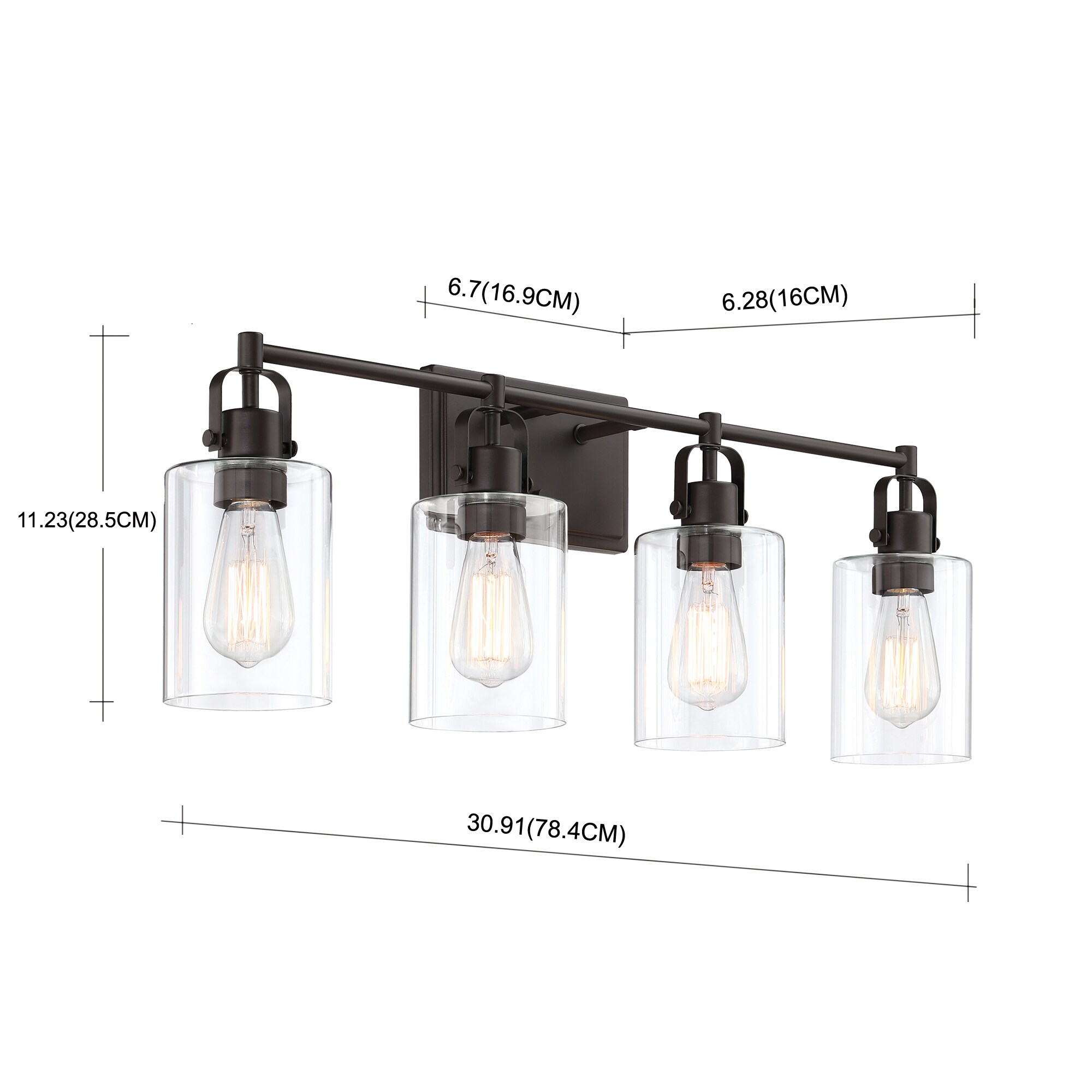 WELLFOR TC Vanity Lights 30.91-in 4-Light Copper Modern/Contemporary ...