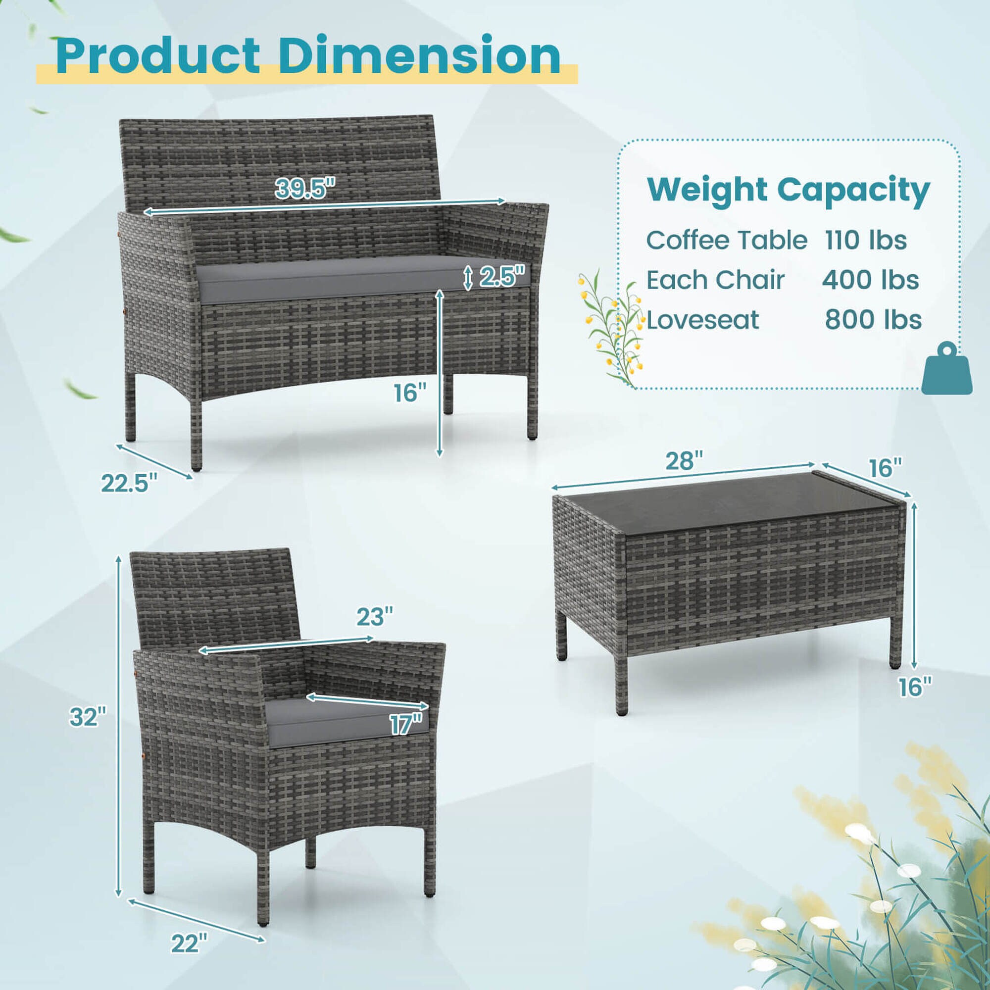 Costway HCST05332 Patio-Conversation-Sets - View #2