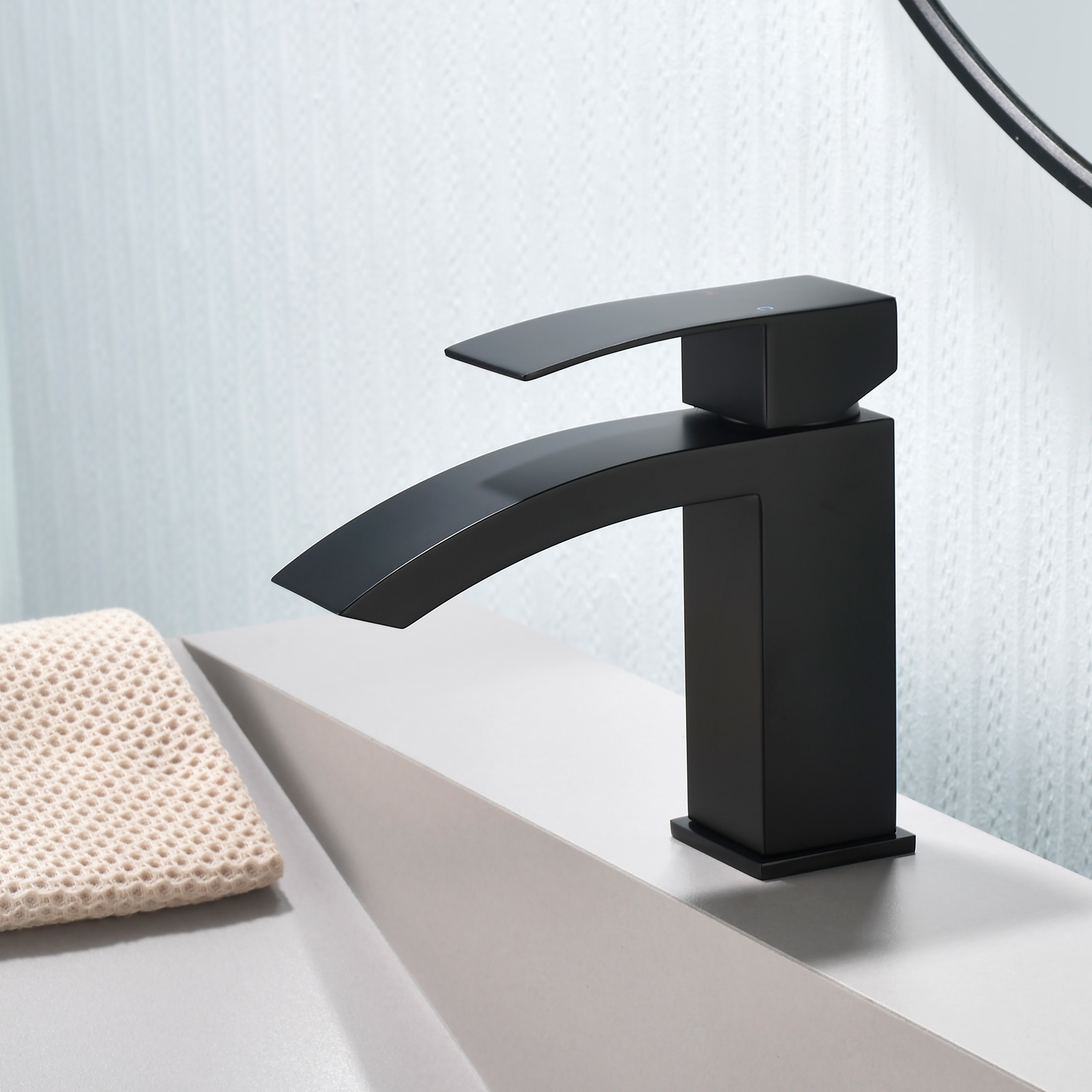 Dimakai Single Handle Stainless Steel Faucet with Waterfall Flow and Pop Up Drain Black