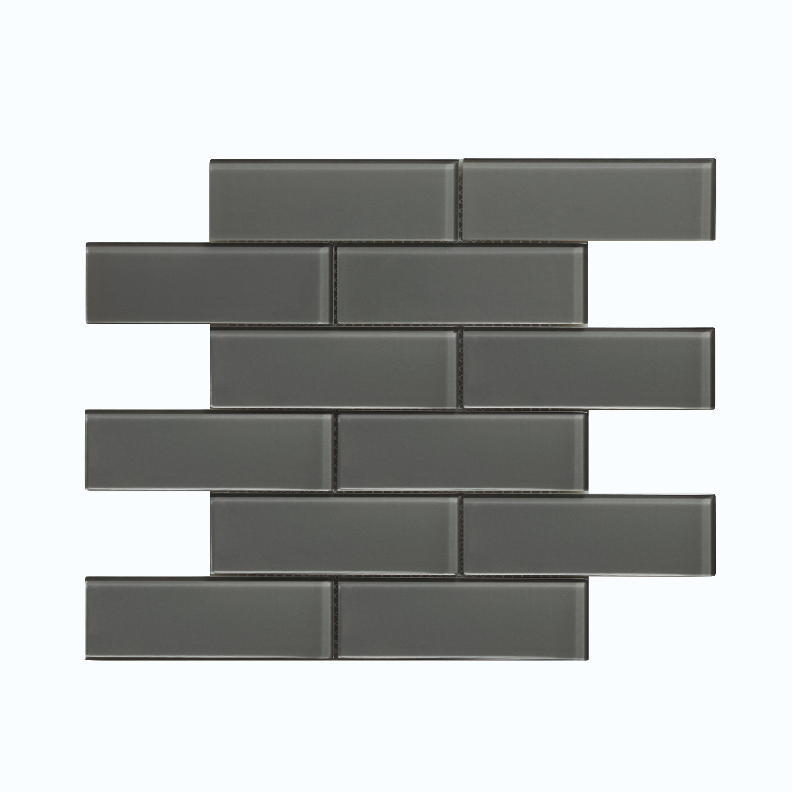 WS Tiles WST-02B Premium Glass Series Dark Gray 2-in x 6-in Polished Glass Standard Wall Tile ( 5-sq ft Carton )