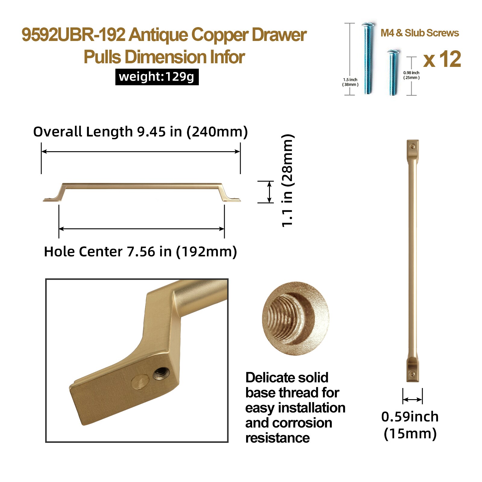 Miaokesen 9592UBR-192 Cabinet-Pulls - View #2