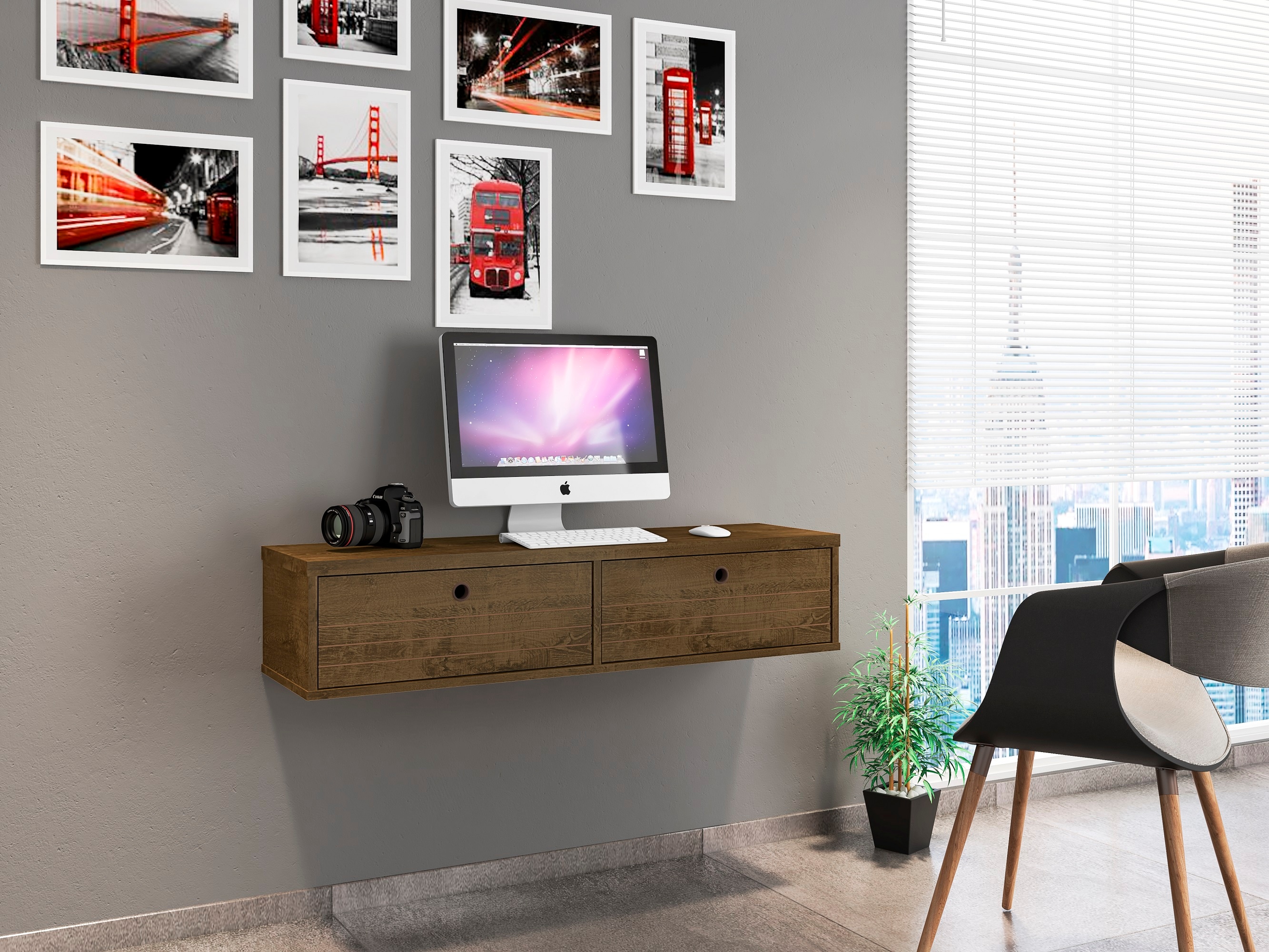 Manhattan Comfort 225BMC9 Liberty 42.28-in Brown Modern/Contemporary Floating Desk