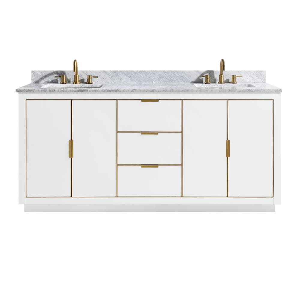 Avanity Austen 72 In White Undermount Double Sink Bathroom Vanity With Carrara White Marble Top In The Bathroom Vanities With Tops Department At Lowes Com