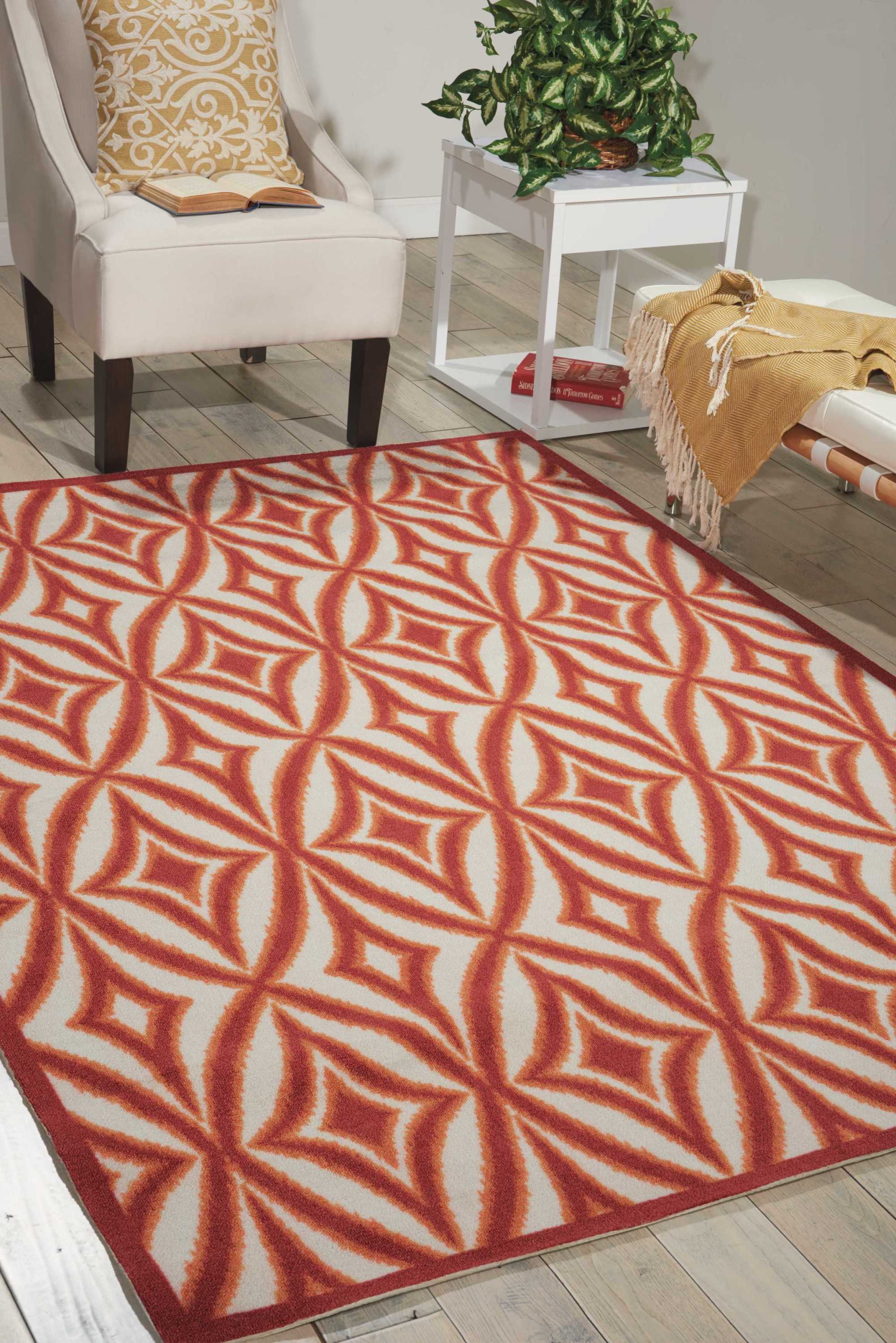 Campari Diamond 5' x 7' Tufted Silk Blend Indoor/Outdoor Rug