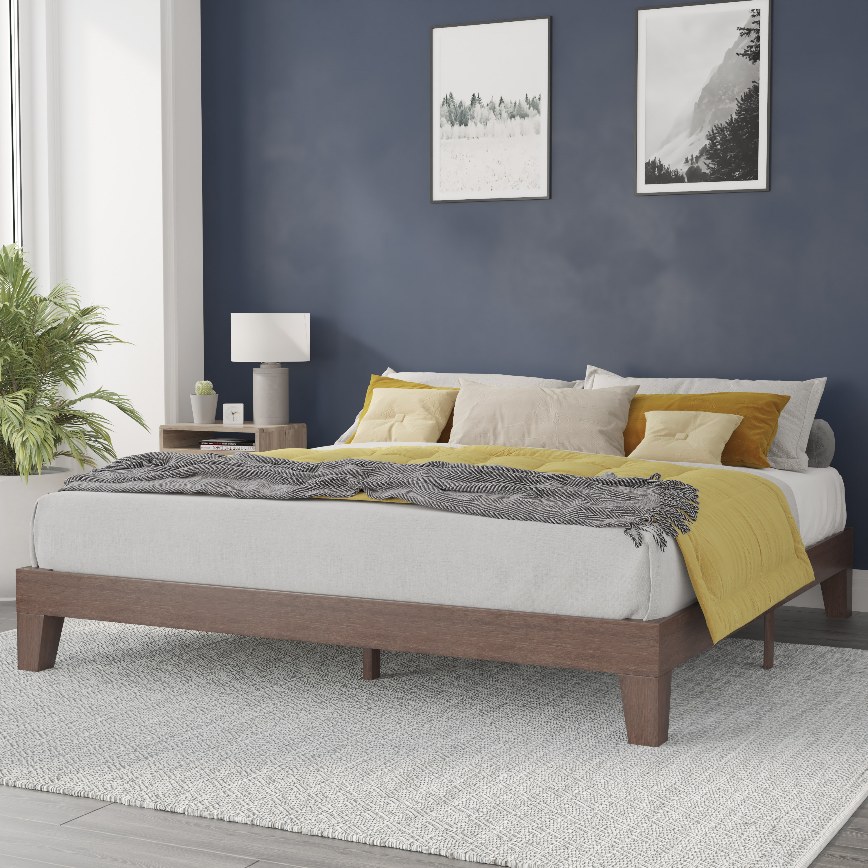 Flash Furniture 840196336176 Evelyn Walnut King Composite Platform Bed