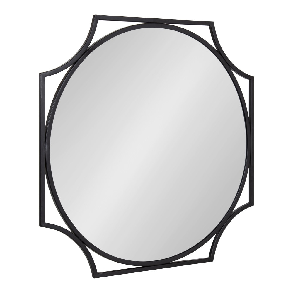 Kate and Laurel 222817 Rateau 28.00-in W x 28.00-in H Round Black Framed Wall Mirror