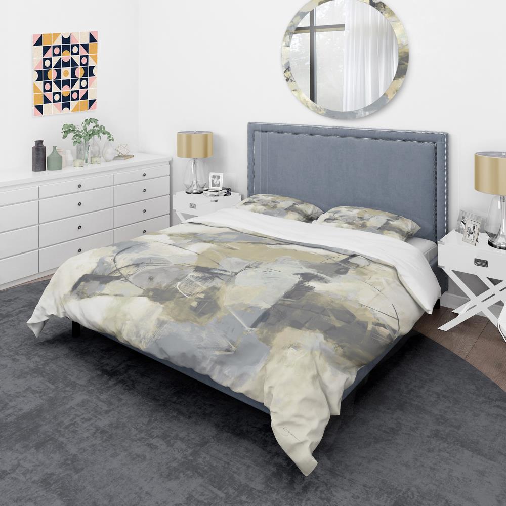 Designart BED31006-Q 3 -Piece Grey Queen Duvet cover Set