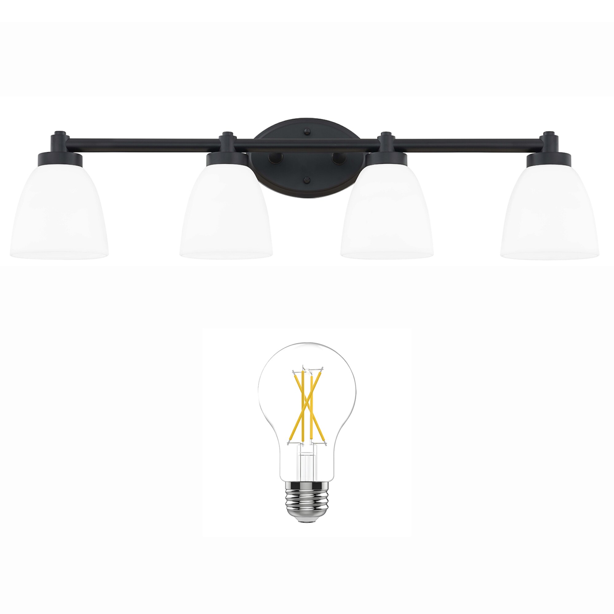 allen + roth  30.4-in 4-Light Black Transitional Vanity Light Collection