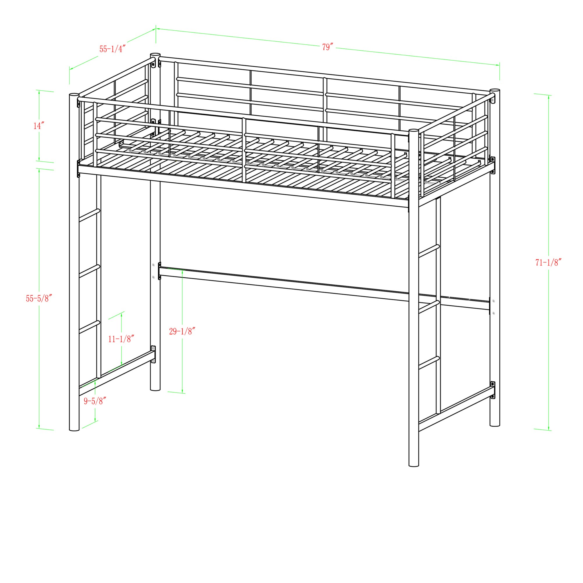 Walker Edison White Full Loft Bunk Bed in the Bunk Beds department at ...