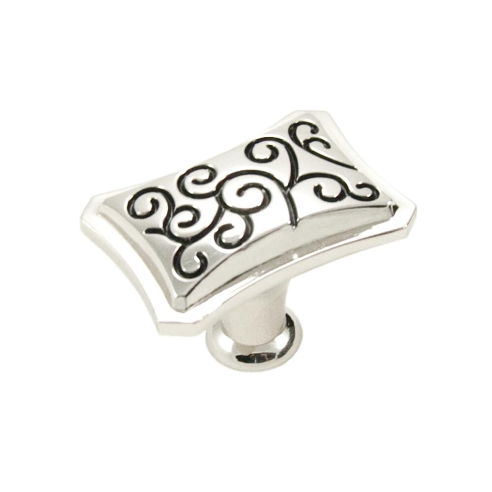 RK International CK 116-PNB Palermo Polished Nickel with Black Rectangular Transitional Cabinet Knob