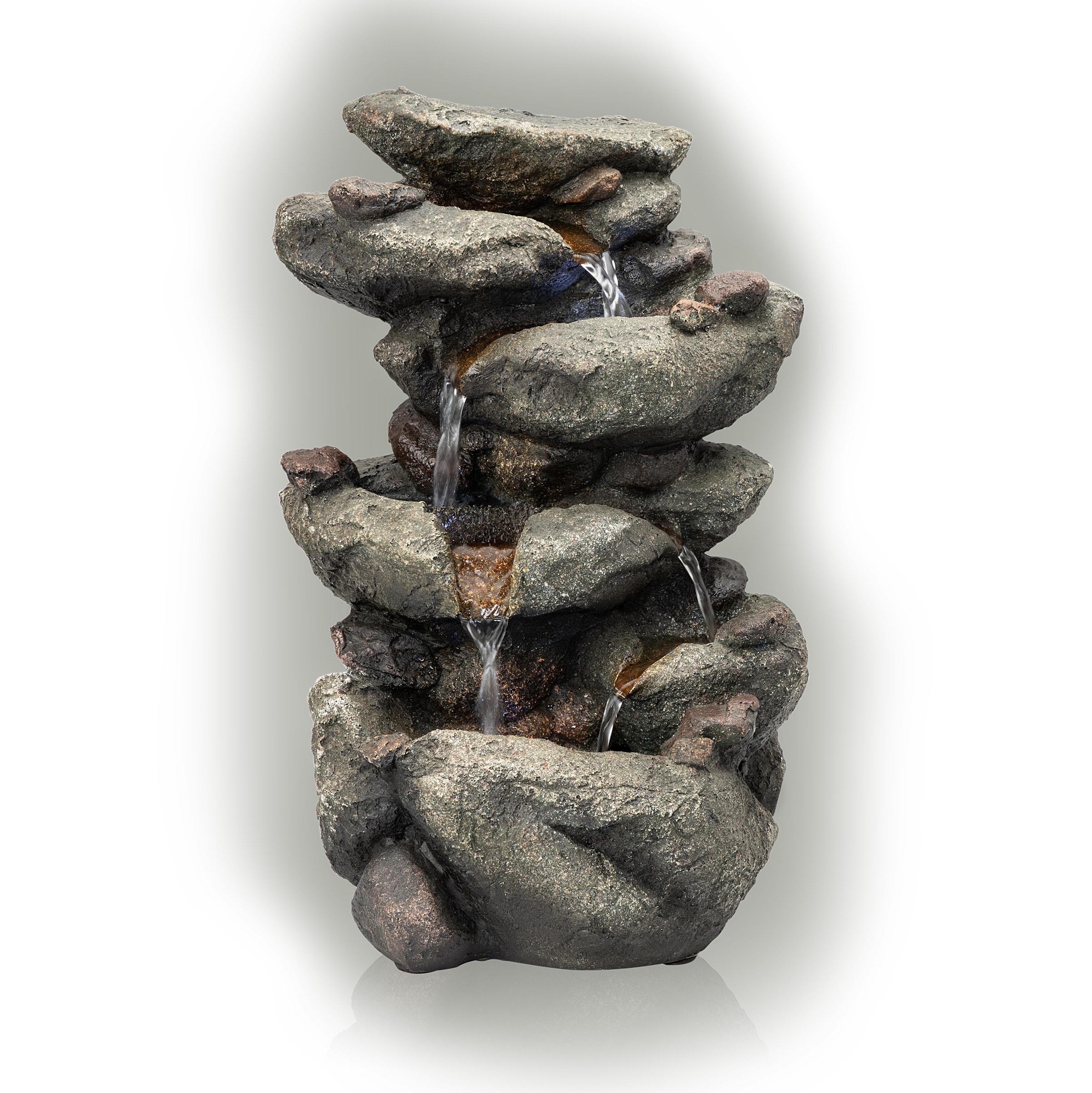 Alpine Corporation TZL154 14-in H Resin Tiered Outdoor Fountain Pump Included