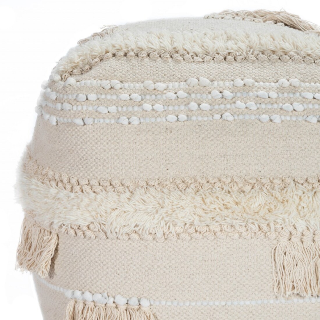 HomeRoots Modern Off White Cotton Pouf Ottoman in the Ottomans ...