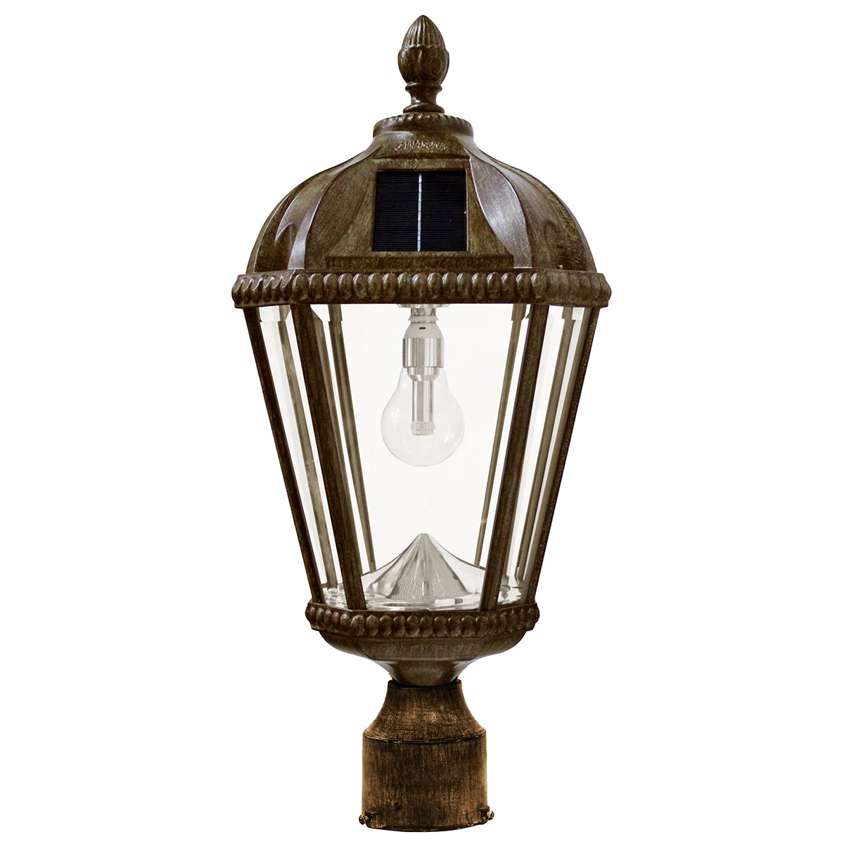 Gama Sonic Royal Bulb 18-in Weathered Bronze Traditional Light Post Lantern  in the Post Light Parts department at