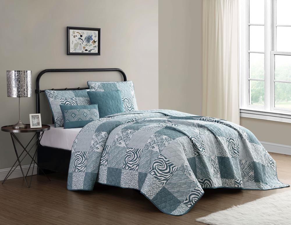 Piece Teal Queen Quilt Set, Teal And Gray Bedding Sets