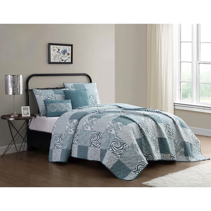 Piece Teal Queen Quilt Set, Teal And Grey Bedding Sets