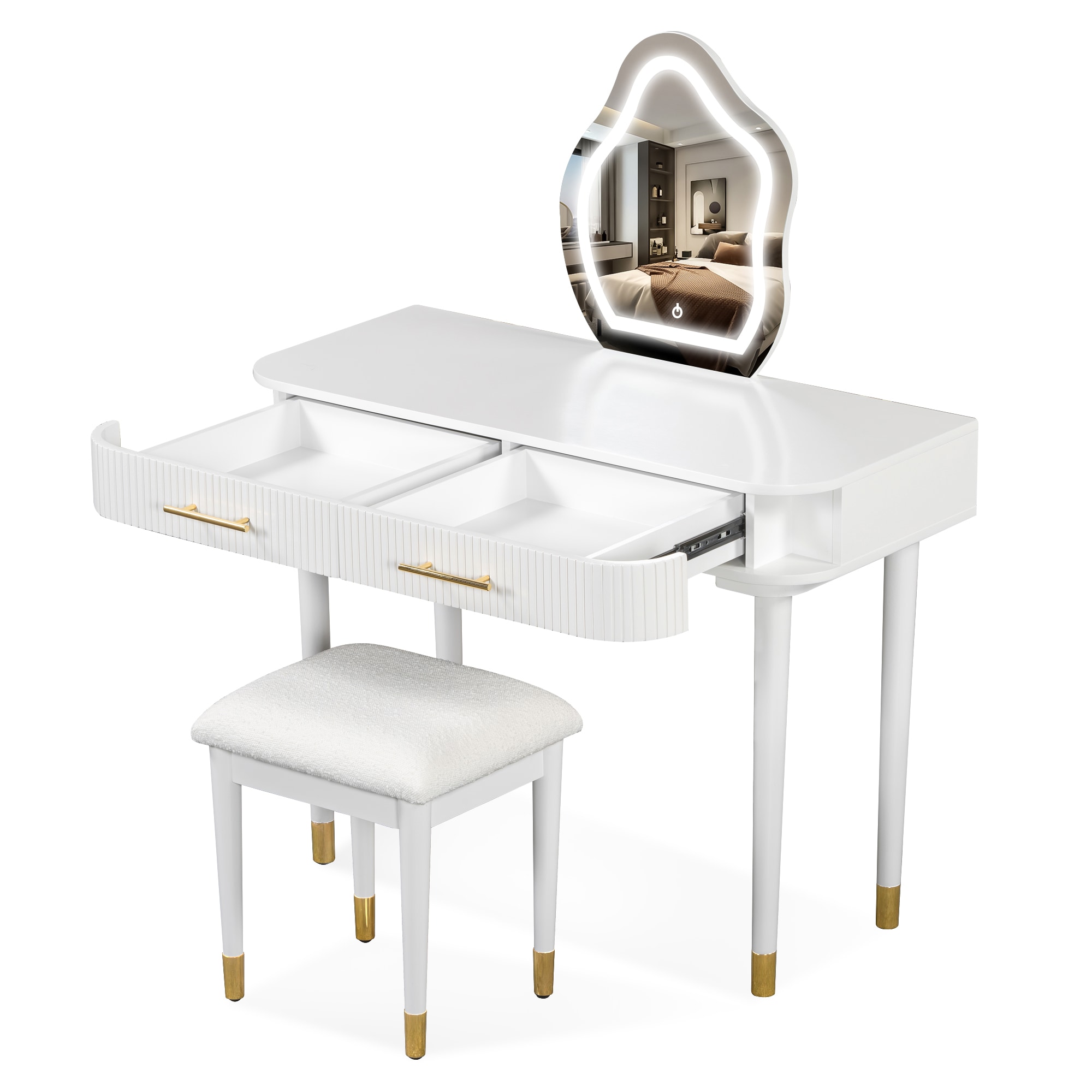 SINOFURN SYD250010WT 40-in White Makeup Vanity