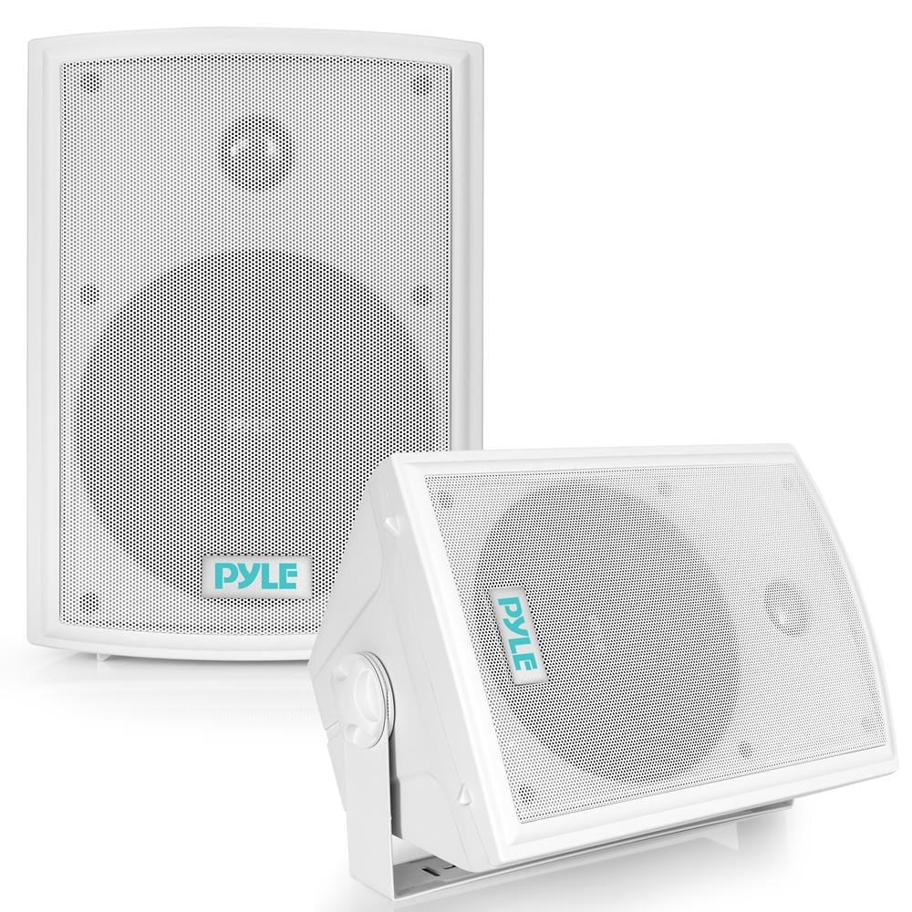Pyle  Home  PDWR63 Dual Waterproof Outdoor Speaker System65 Inch Pair of Weatherproof Wall or Ceiling Mounted White Speakers wHeavy Duty GrillUniversal Mountfor Use in The PoolPatio