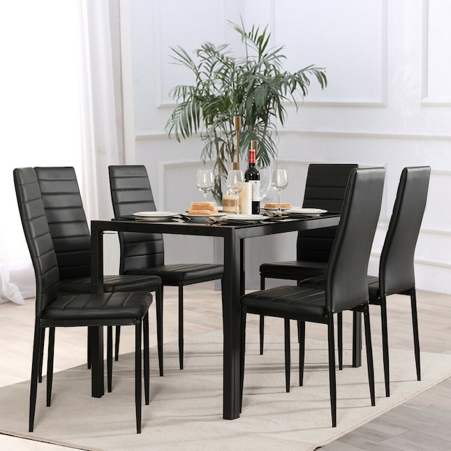 Casainc Set Of 6 Dining Chairs Casual, Black Dining Room Chairs With Arms