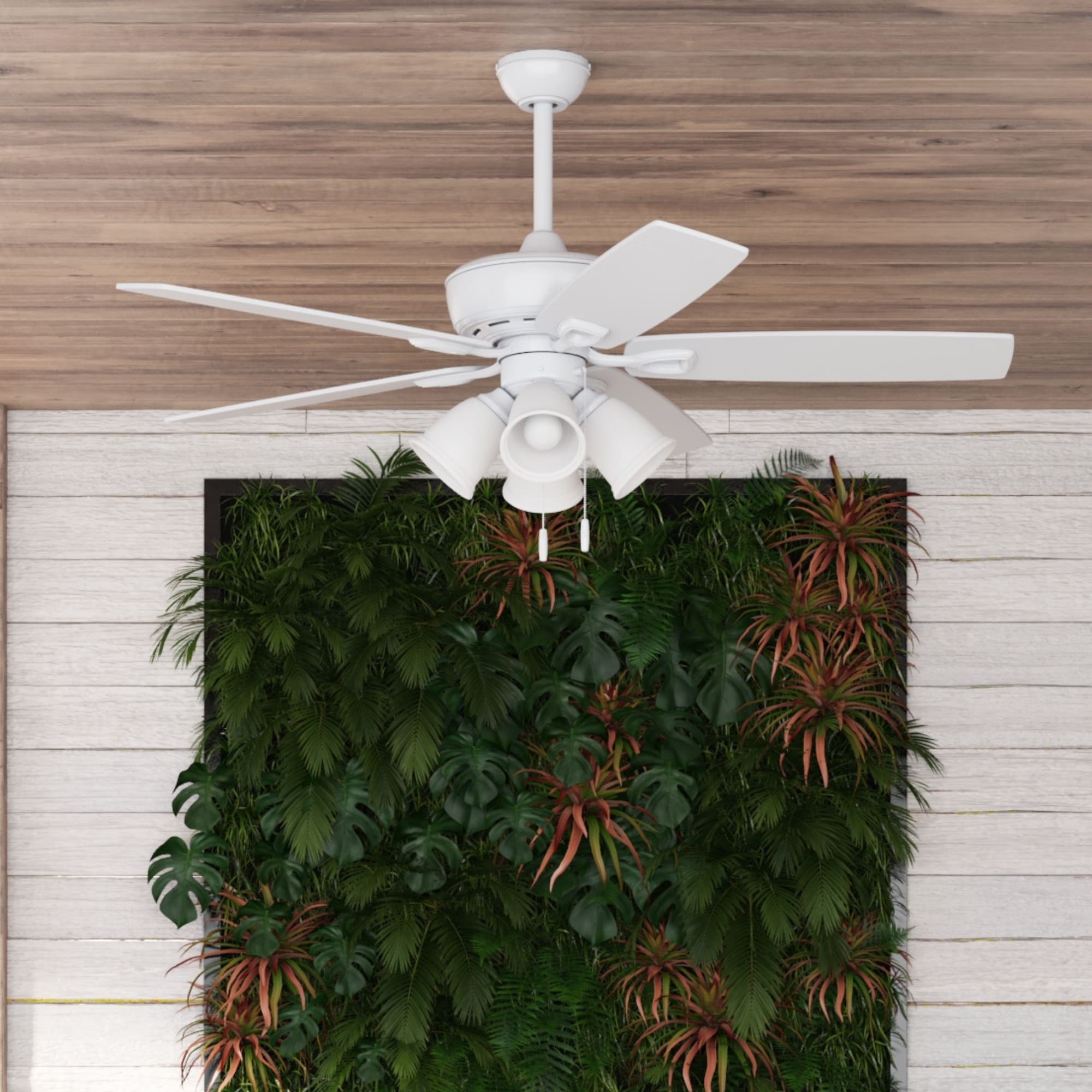 Harbor Breeze Notus 52 In White Indoor Downrod Or Flush Mount Ceiling Fan With Light 5 Blade The Fans Department At Lowes Com